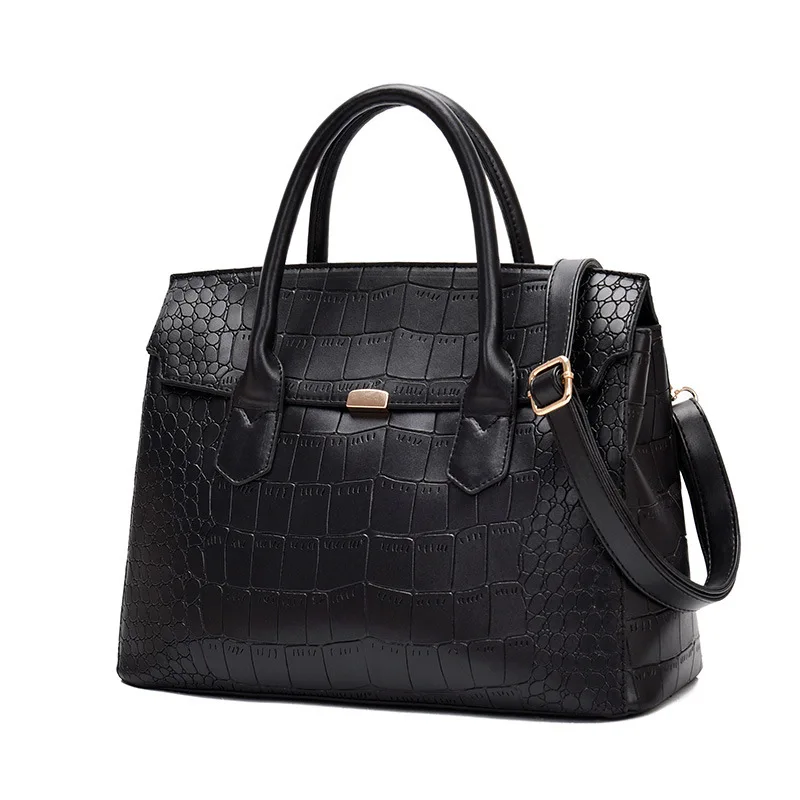 

2019 new stone pattern fashion handbags Europe and the United States trend embossed women's shoulder bag handbag