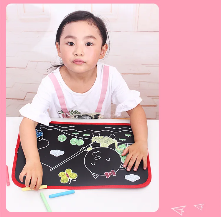 Ребенок черный DIY Рисование игрушки живопись книга с беспыльной мелом Мел дети портативный Sketchpad картина игрушка