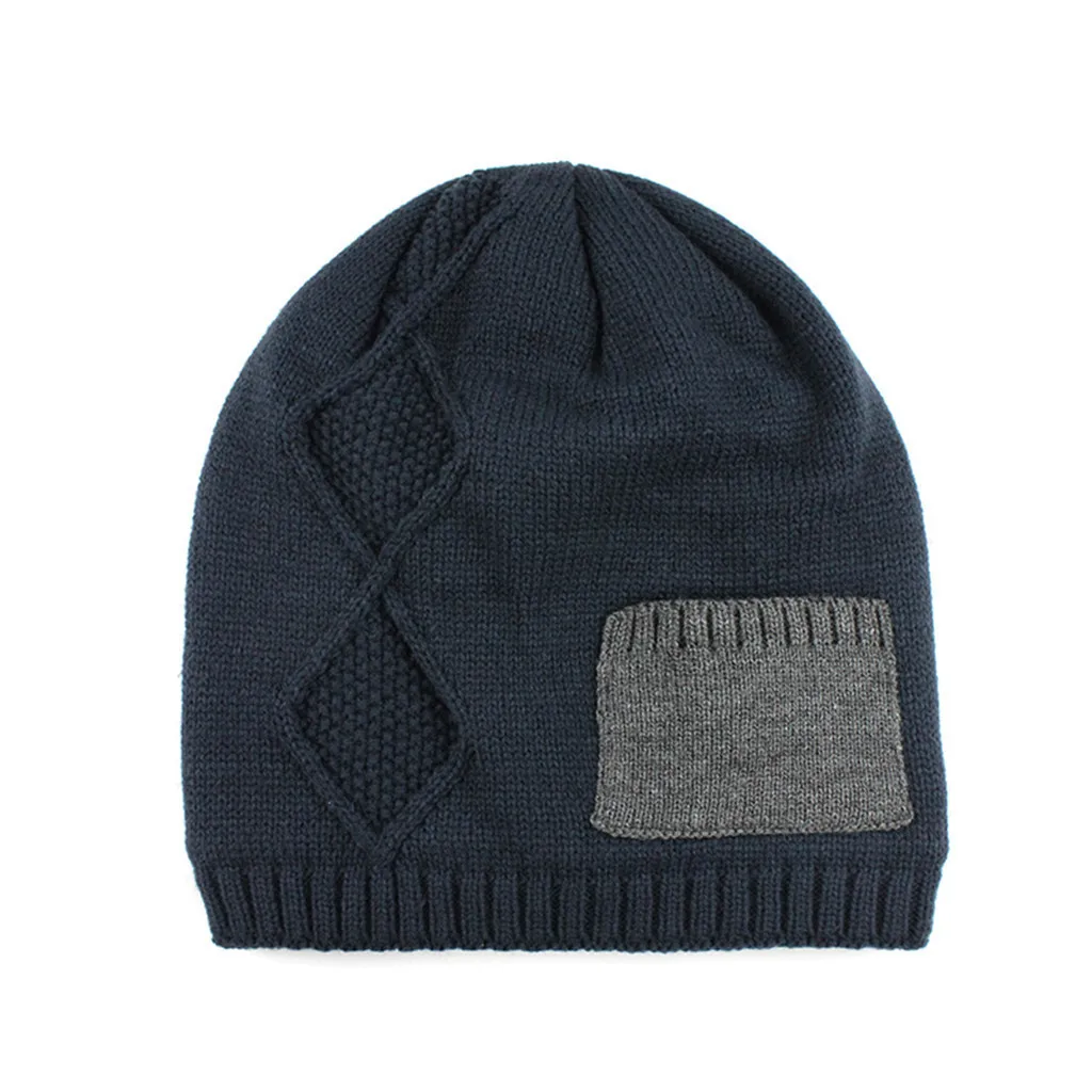 Мужская Лоскутная шляпа Skullies, хлопковая вязаная Толстая шапка с мини-карманом orna, мужские Модные зимние аксессуары