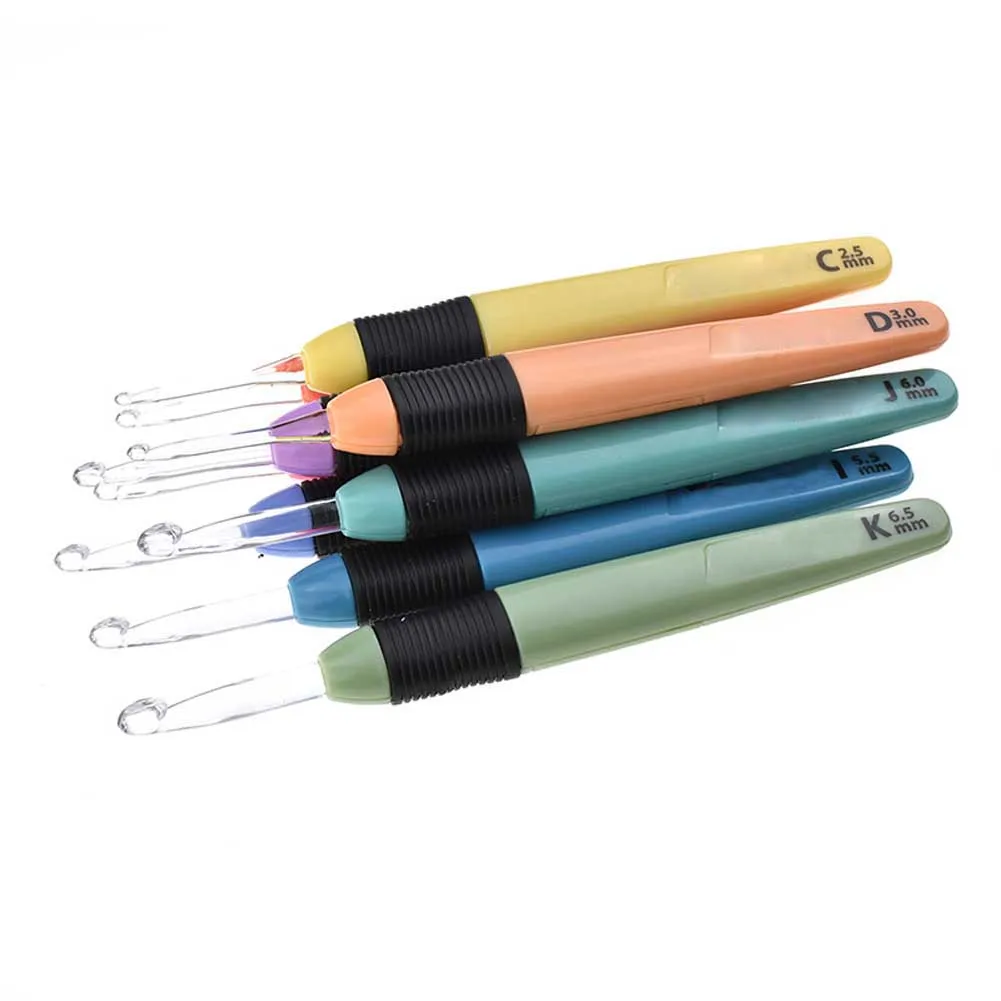 9pcs LED Light up Crochet Aluminum Hook Multi-specification Knitting Needles Hooks Weave Sewing Tool JS23