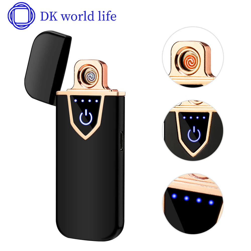 Новинка тонкая Usb Зажигалка для зарядки сенсорный экран электронные зажигалки