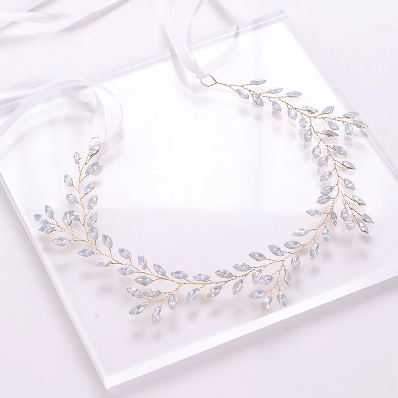 Wedding Hair Accessories Crystal Pearl Headband tiara Flower Headpiece Hair Vine Women Jewelry Bridal Accessories