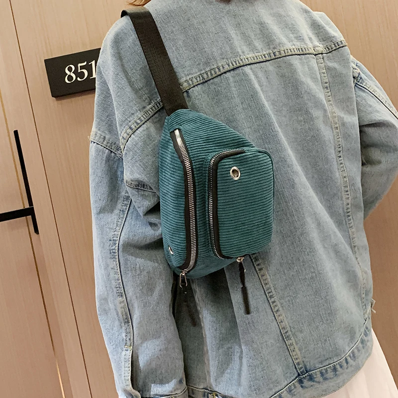 

Solid Color Corduroy Waist Packs For Women 2019 Female Winter Belt Bags Lady Funny Pack Fashion Cell Phone Chest Bag