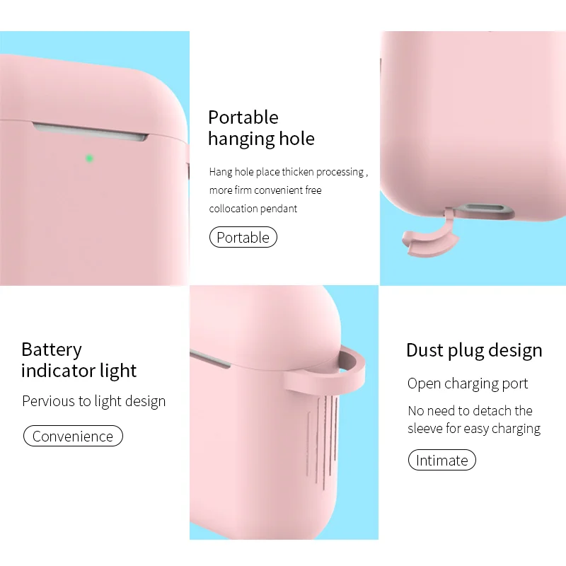 Airpod Case Cover For Apple Soft Silicone Case For Airpods wireless headsets Charger Case Airpods 1/2 universal hanger cover