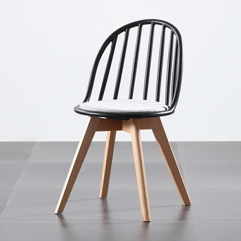 

Home Nordic Simple Chair Plastic Back Desk Modern Chair Leisure Creative Solid Wood Dining Chair