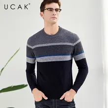 UCAK Brand Merino Wool Sweater Men Fashion Casual Big Striped O-Neck Pull Homme Autumn Winter Thick Cashmere Pullover Men U3042 UCAK Brand Merino Wool Sweater Men Fashion Casual Big Striped O-Neck Pull Homme Autumn Winter Thick Cashmere Pullover Men U3042