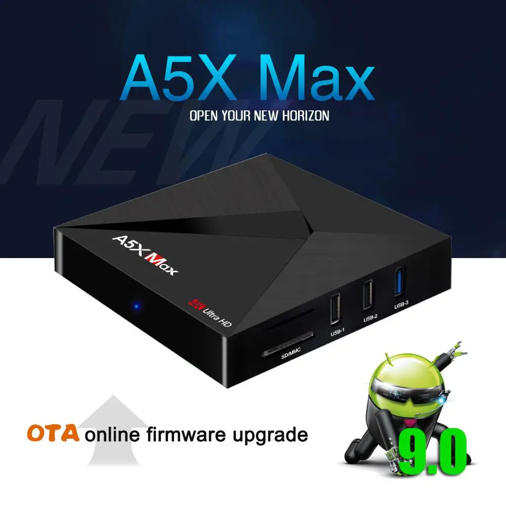 A5X MAX tv Box 4 Гб DDR3 SDRAM 32 Гб Flash RK3318 четырехъядерный процессор для Android 9,0 4K HD H.265 2,4G WiFi медиаплеер