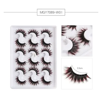 

9 Pairs Of 3D Mink With Color Soft Long Curly And Warped Many Layer Eyelashes ресницы для наращивания lashes наращивание ресниц