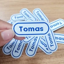 12 шт. на заказ вышивка металлик этикетка ткань для школьной униформы бирки персонализированные одежда шитье хлопковые этикетки моющиеся имя Sicker