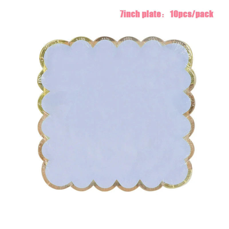 Purple 7inch Plate LINVIERLOVE однотонная квадратная бумажная салфетка под тарелку кружку для дня рождения золотой ободок одноразовая посуда вечерние принадлежности для декора - Цвет: Purple 7inch Plate