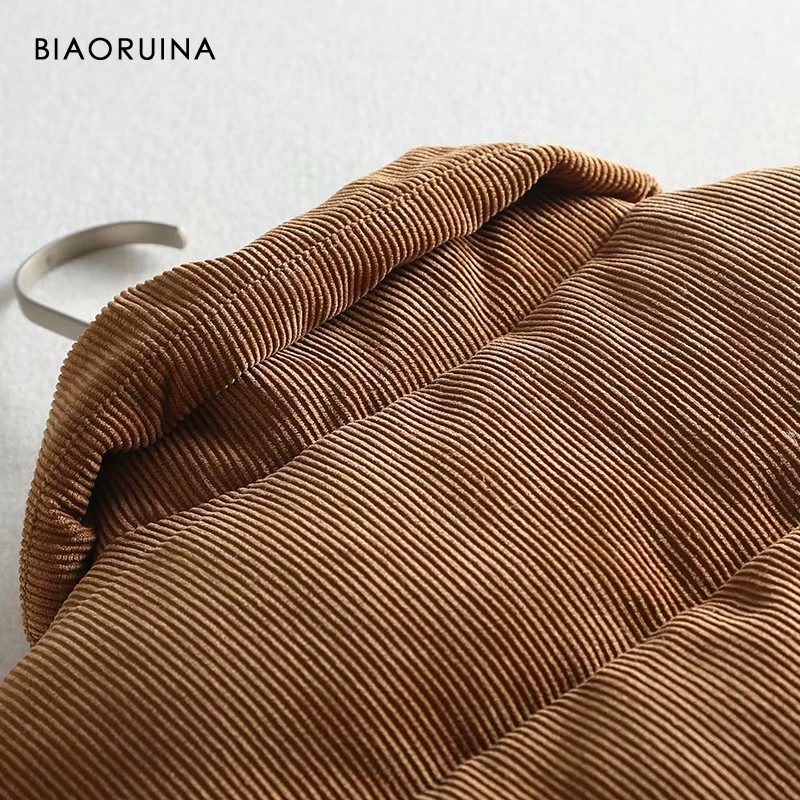 BIAORUINA 3 цвета женский элегантный дизайн вельвет без рукавов Толстый жилет хит цвет карманы женский однобортный модное пальто