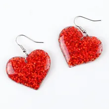 

FishSheep Cute Love Acrylic Red Heart Drop Earrings For Women Korea Resin Geometric Wedding Pearl Earring Fashion Jewelry Gift