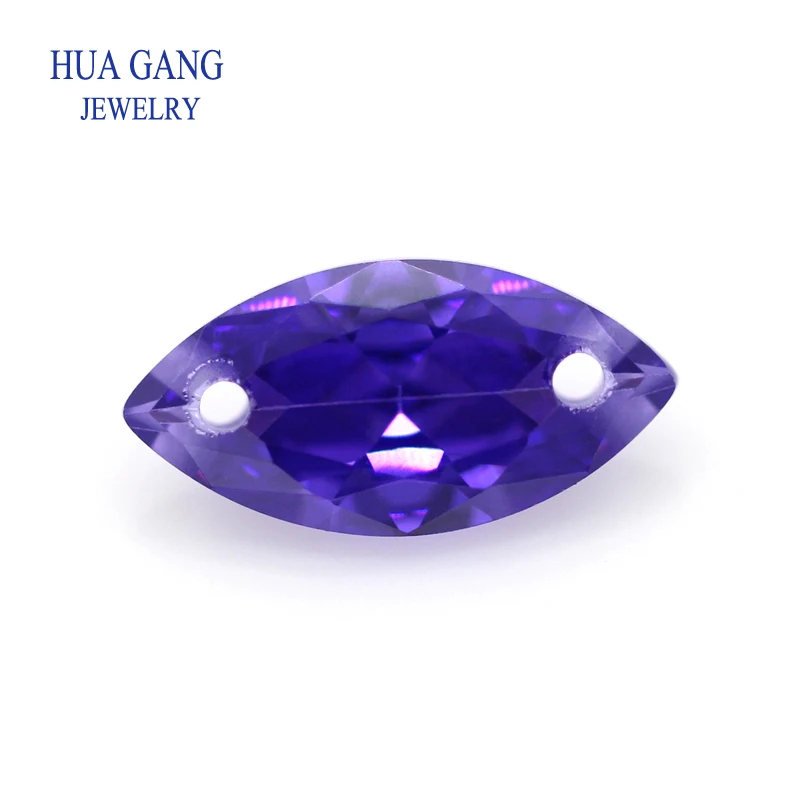 

Loose CZ Stone Double Holes AAAAA Marquise Shape Violet Cubic Zirconia Stone For Jewerly Making Size 4X8-10x20mm High Quality