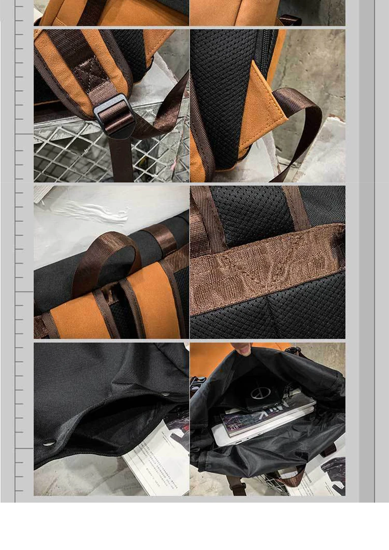 Мужской уличный рюкзак для путешествий, 16 дюймов, большая вместительность, контрастная Обложка, Студенческая сумка для книг, рюкзак, модный ретро повседневный мужской рюкзак