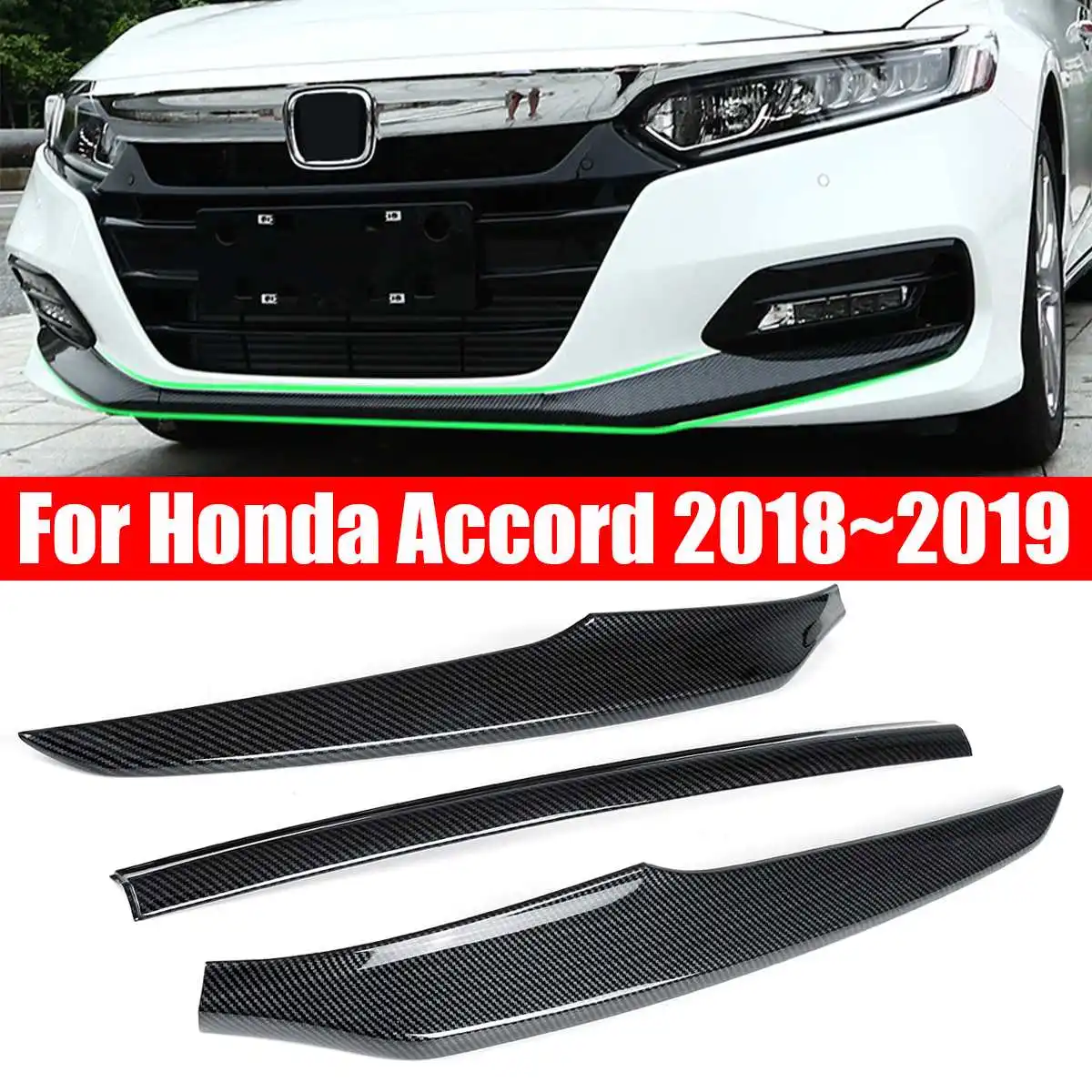 3 шт./пара передний бампер для губ из углеродного волокна для Honda для Accord- накладка покрышка комплект кузова автомобиля внешние части