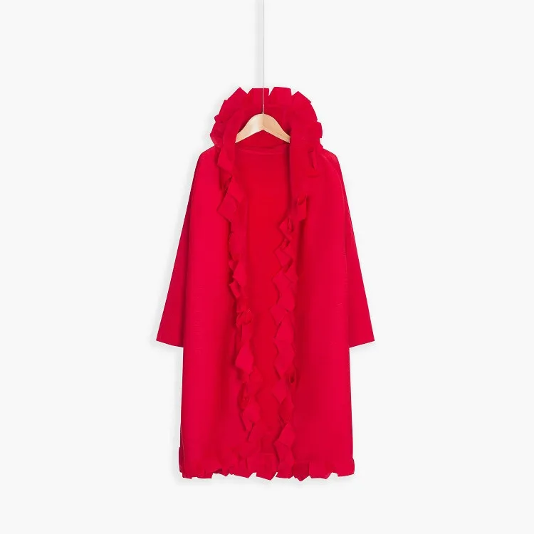 Горячая miyake верхняя одежда с капюшоном плиссированная однотонная Длина рукава широкая талия верхняя одежда