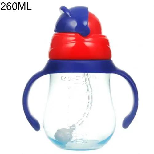 Blue 260ml 260/330 мл портативная новорожденная детская бутылка для воды герметичная ПП Питьевая соломинка для бутылки для воды чашка с ручками - Цвет: Blue 260ml