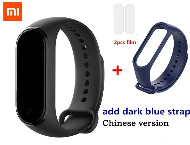 Xiaomi Mi Band 4 смарт-Браслет фитнес-браслет AI Bluetooth 5,0 AMOLED цветной сенсорный экран AI частота сердечных сокращений - Цвет: add Dark blue strap