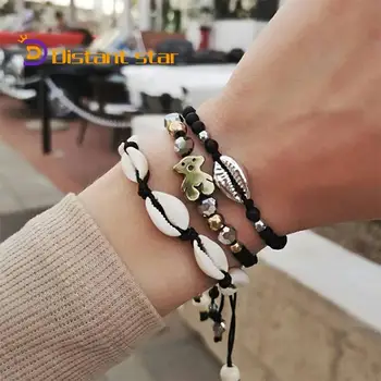 

bohemia Handmade adjustable rope chain Natural shell Bracelet Shells foot Bracelets Beaded bracelets cheville for women beach