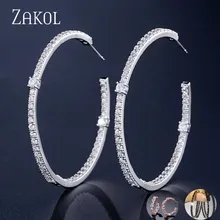 Модные женские серьги-обруч с камнем из кубического циркония ZAKOL AAA, модные свадебные аксессуары FSEP2295