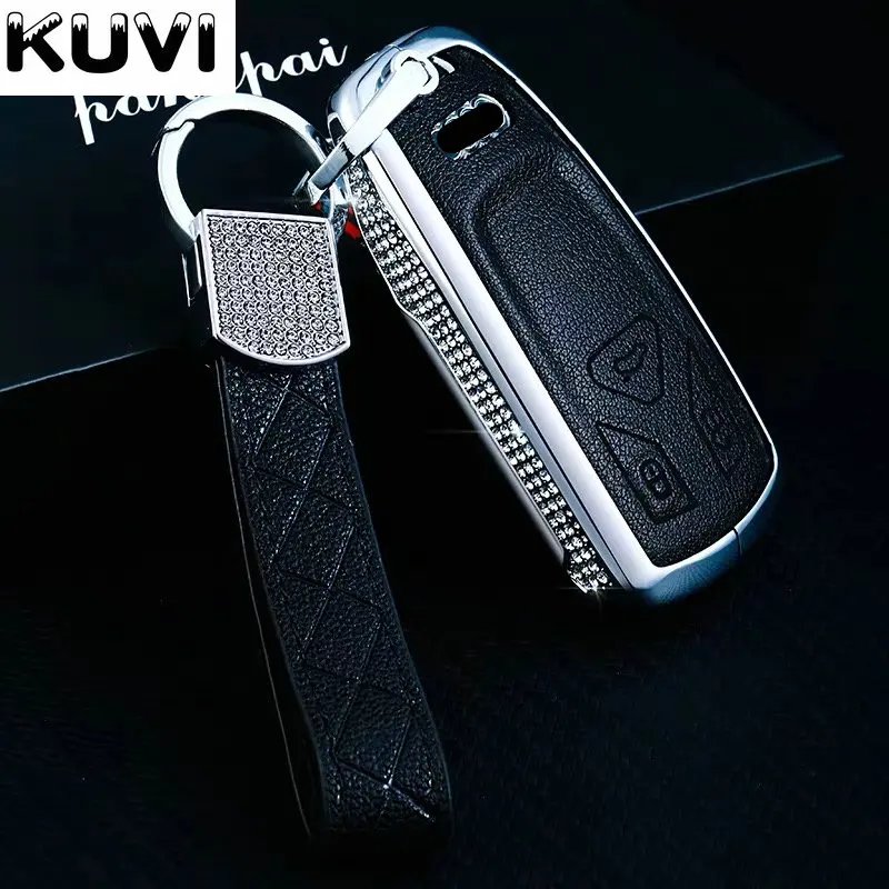 

Diamond Zinc Alloy Leather Key Protection Cover Case For Audi A4 A5 S4 S5 B9 8W Q7 4M Q5 TT TTS RS Coupe Roadster 2017 2018