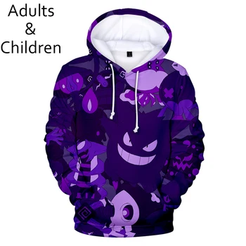 

New 3D Pokemon cartoon men and women hoodies Harajuku children spring and autumn casual pullover kids fashion purple sweatshirt