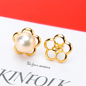 

Real Solid 925 Sterling Silver Pearl Stud Earrings Accessories Findings DIY Jewelry Ear Hook Blank Empty Support