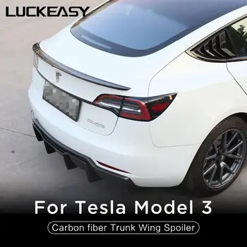 

LUCKEASY Car carbon fiber trunk wing spoiler for Tesla model 3 2017-2020 Real Carbon Fiber Dry carbon Trunk Spoiler Wing