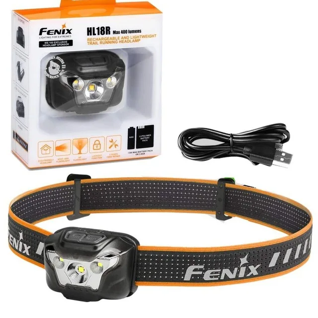 Fenix HL18R Сверхлегкий работает USB Перезаряжаемый 400 люмен фара светодиодная