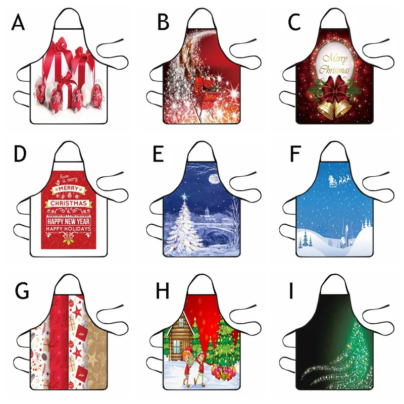 Christmas Party Decoration Waterproof Apron Kitchen Aprons Dinner Party Apron DIY Creative BBQ Gifts Decorations for Party#0925