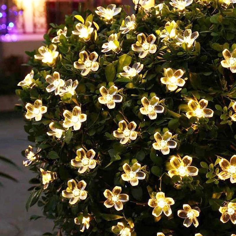 20M 200LED Solar String Lights LED Sakura Street Garland Lawn Lamp Waterproof IP65 Christmas New Year Outdoor Lighting Decor patio string lights