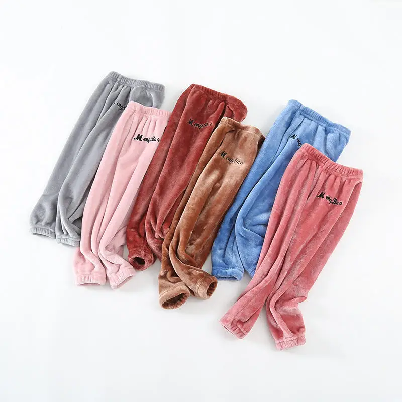 LEAPPAREL/Новое поступление, зимние пижамные брюки для мальчиков утепленные хлопковые мягкие зимние теплые детские длинные штаны с эластичной резинкой на талии