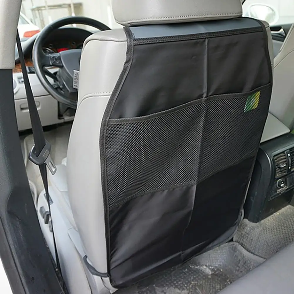 

Car Nylon Seat Back Protector Cover Children Baby waterproof Anti-Kick Mat Mesh Storage Pocket