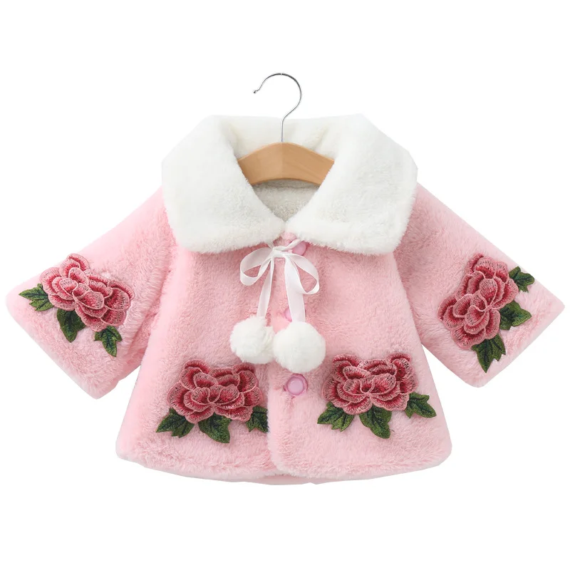 Детская куртка шерстяное пальто для девочек осенне зимняя меховая шаль