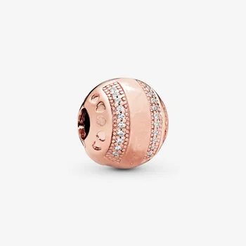 

Silver 925 Rose Round Clip Charm Heart Beads Fits Original Pandora Charms Bracelet Diy Women Jewelry Making 2019 Diy Berloques