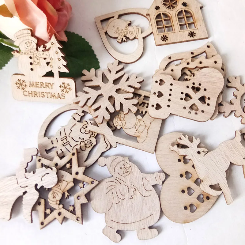 Рождество деревянные поделки Diy деревянные игрушки Мини деревянные поделки украшение кулон в виде капли для дома подарок на Рождество украшения 15 шт./компл