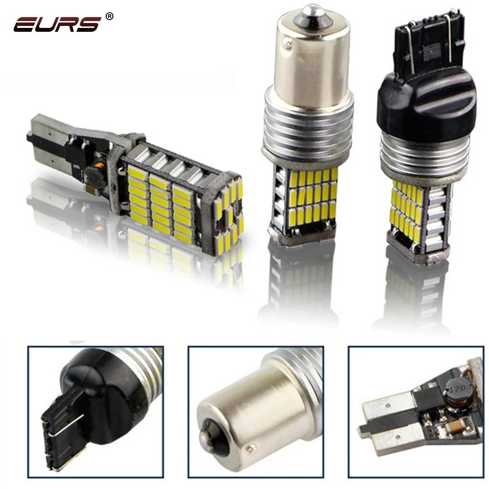 Светодиодсветодиодный лампы для заднего хода EURS 2 шт. T20 T15 W16W Canbus 1156 920 921
