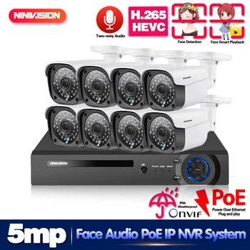 

8CH 5MP Wireless NVR Two way Audio POE IP Security Camera System Outdoor CCTV Video Surveillance Video Recorder Kit Face Record