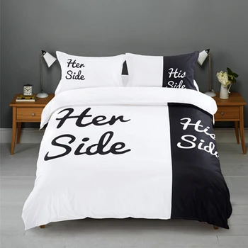 

Black White His Her Home Textile Duvet Cover Set Mordern Fashion Bedding Set Single Double King Size 2019 New Design