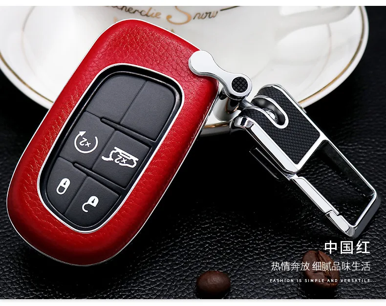 Leather Car Key Case Key Cover Key Shell For Dodge Journey Charger for Jeep Renegade Grand Cherokee for Chrysler 200 300