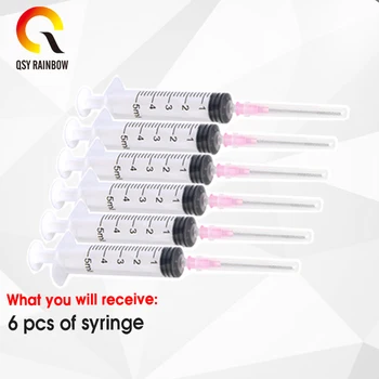 

CMYK SUPPLIES 6pcs 5ML Syringes With Crimp Sealed Plastic Syringe Crimp Sealed-Blunt Chemical Needle Tips For Glue Oil Ink