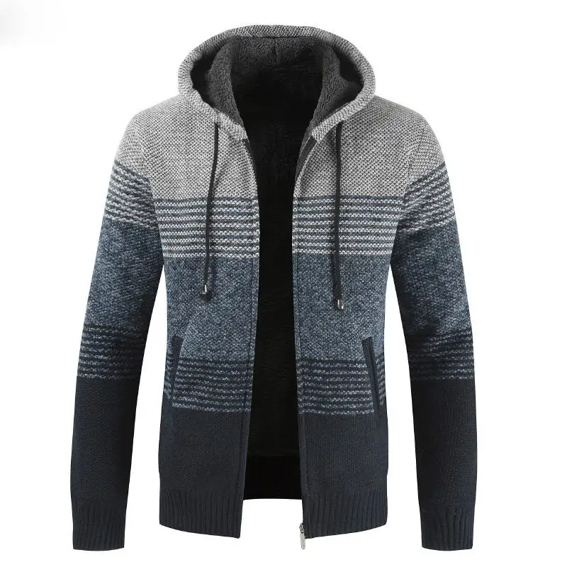 su�ter abrigo para hombre 2019 invierno grueso c�lido c�rdigan con capucha jerseys hombres rayas Cachemira lana forro cremaller su�ter abrigo para hombre 2019 invierno grueso c�lido c�rdigan con capucha jerseys hombres rayas Cachemira lana forro cremaller