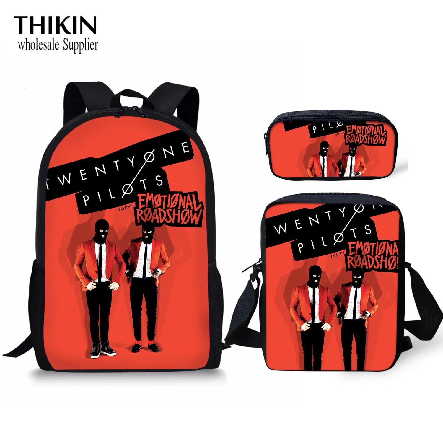 as picture THIKIN Twenty One Pilots принт детский школьный рюкзак для девочек 3 шт. школьная сумка детские школьные сумки крутой рюкзак для студентов сумки на плечо - Цвет: as picture