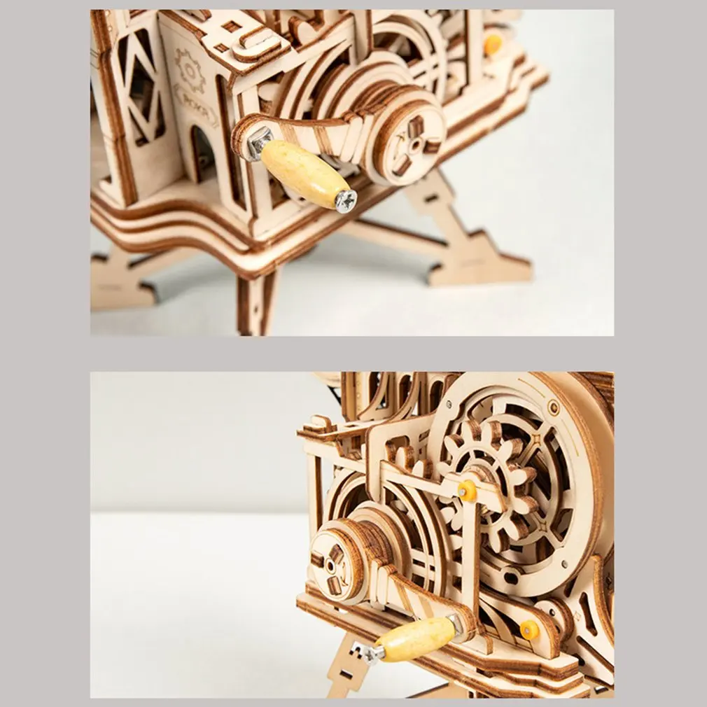 Hand Crank Diy 3D Film Projector Wooden Model Building Kit Assembly Vitascope Toy Gift for Children Adult