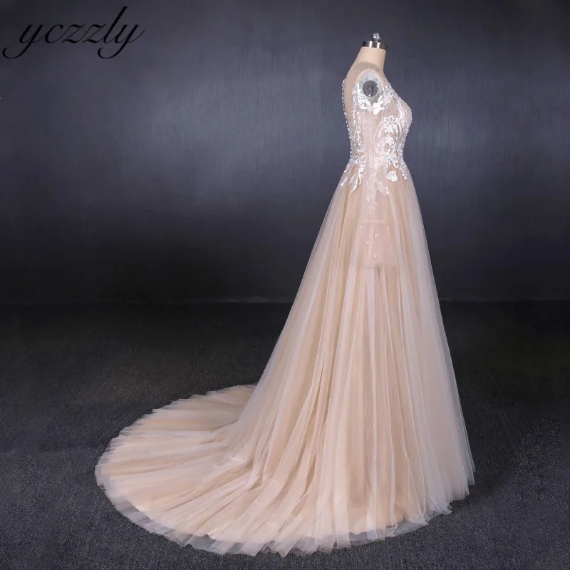 Vestido Novia Boho сексуальное Illusion Sheer с длинными рукавами кружевное богемское свадебное платье с аппликацией Плюс Размер свадебное пляжное платье