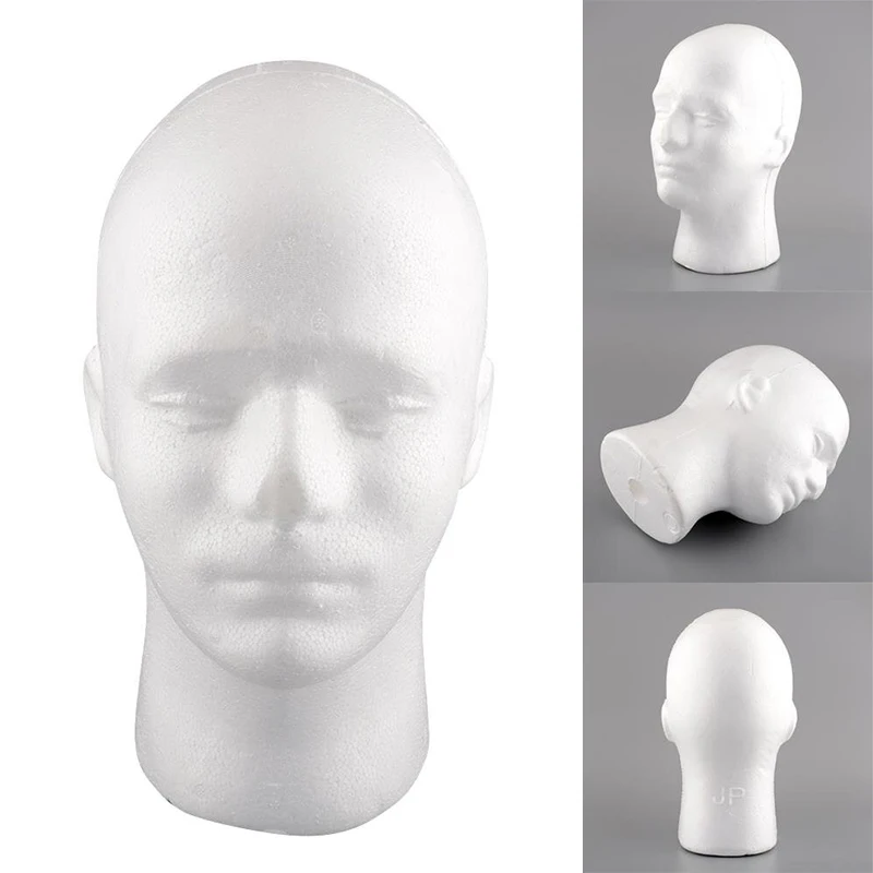 Male Styrofoam Foam Manikin Head Stand Mannequins Display Wig Hat 54cm