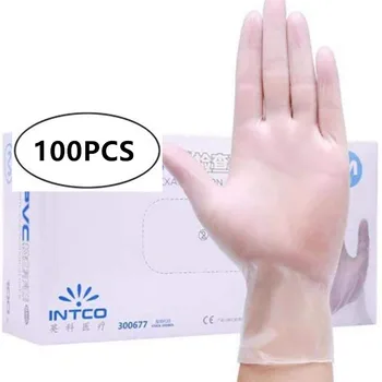 

100PCS Children PVC Latex Gloves Disposable Cleaning Hand Shield Cover White Protective Food Glove Garden Home Durable Mittens