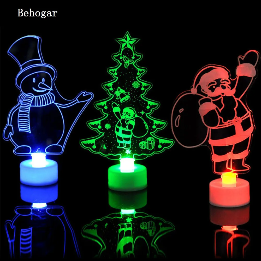 

Behogar 3 PCS Christmas Night Light Xmas Tree Santa Claus Snowman Decor Ornament Light For Home Shop Window Christmas Tree Party