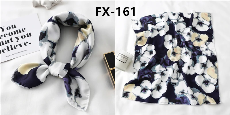 Women Small Satin Silk Scarf Square Print Wrap Foulard Femme Handkerchief Bandana Neck Hair Skinny Tie Scarves Shawls