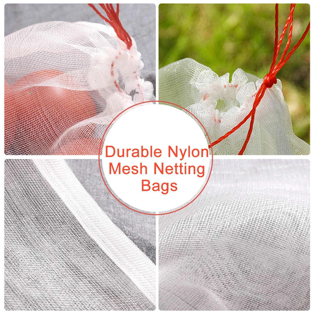 50Pcs/set Garden Netting Bags Vegetable Grapes Apples Fruit Protection Bag Pouch Agricultural Pest Control Anti-Bird Mesh Bags